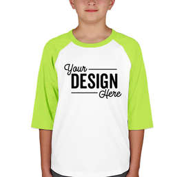 Sport-Tek Youth Raglan T-shirt - Color: White / Lime Shock