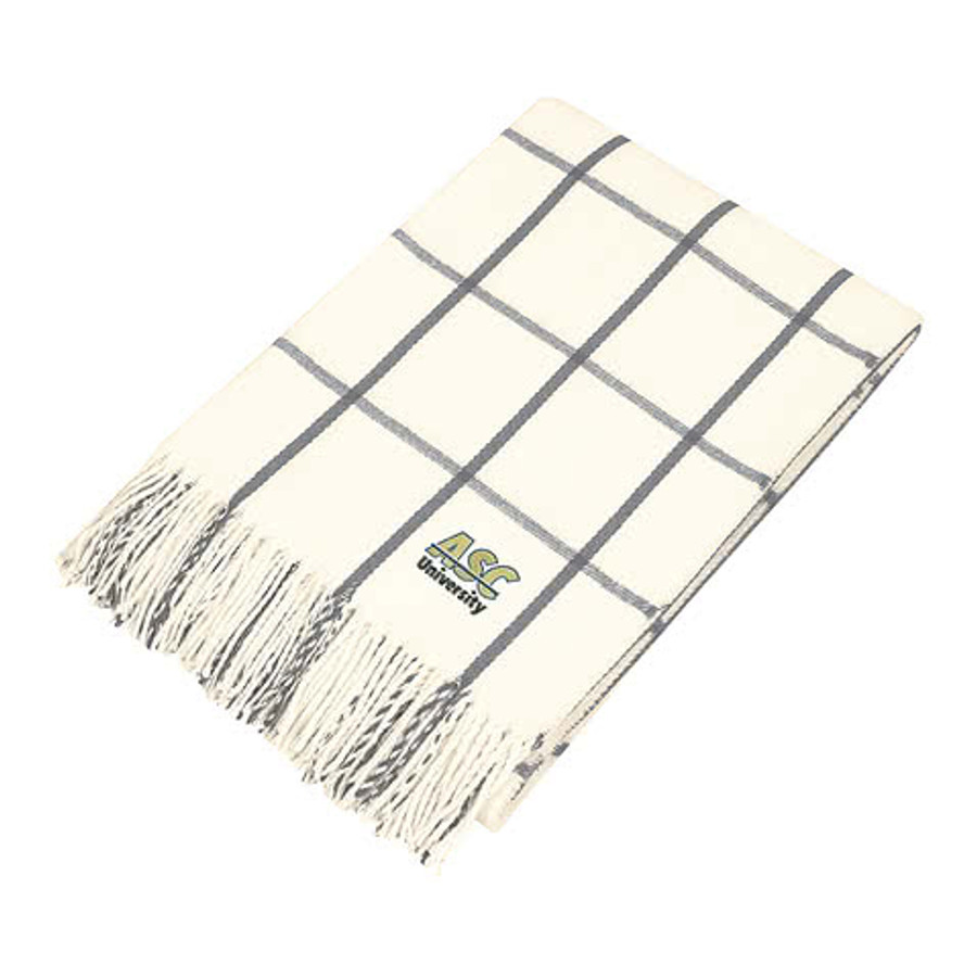 Charleston Fringed Throw Blanket in Charcoal with White