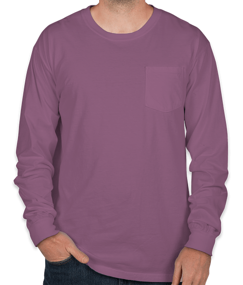 Comfort Colors Long Sleeve Pocket T-Shirt in Berry