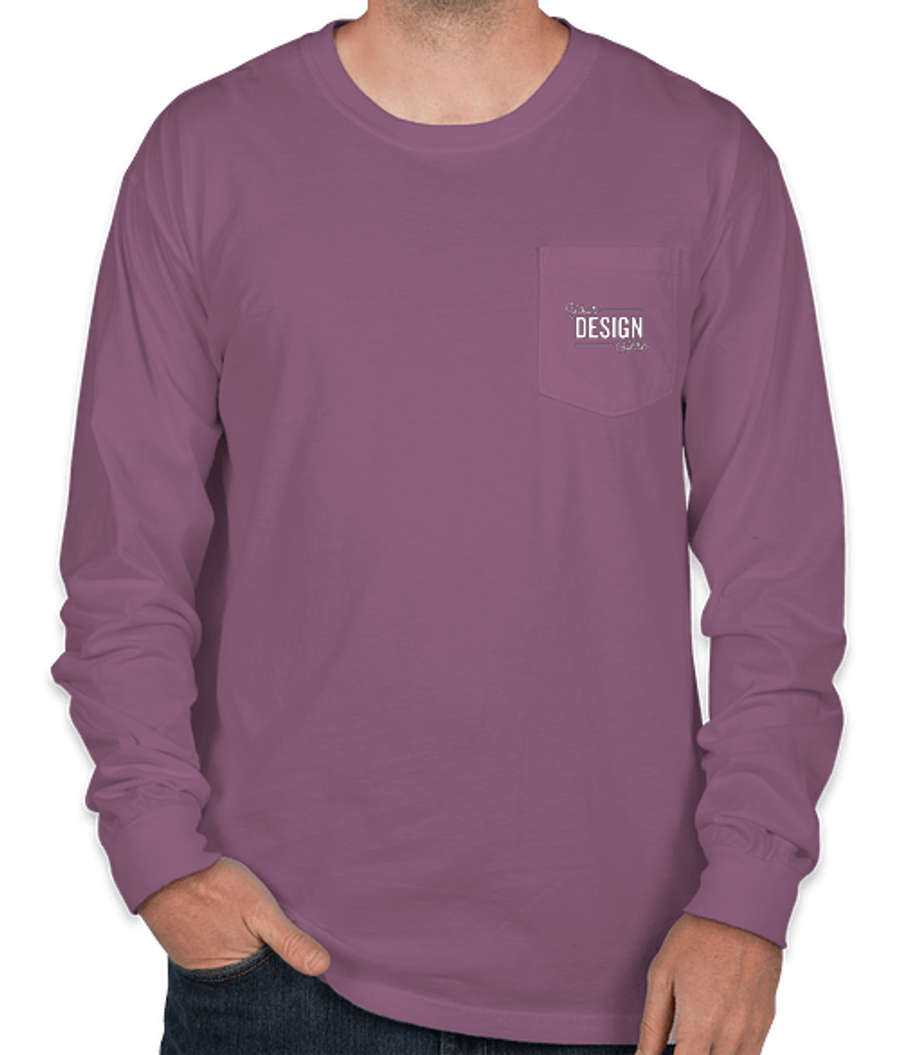 Comfort Colors Long Sleeve Pocket T-Shirt in Berry