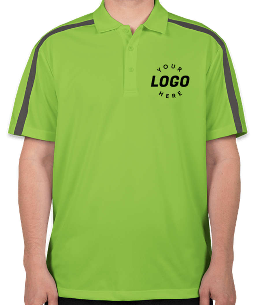Port Authority Silk Touch Colorblock Performance Polo in Lime / Steel Grey