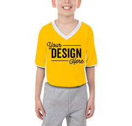 Augusta Youth Cutter+ UPF 50 V-Neck Jersey - Color: Gold / White