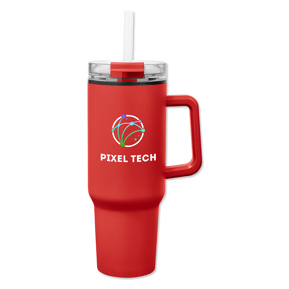 Full Color 40 oz. Quest Stainless Steel Recycled Tumbler with Straw