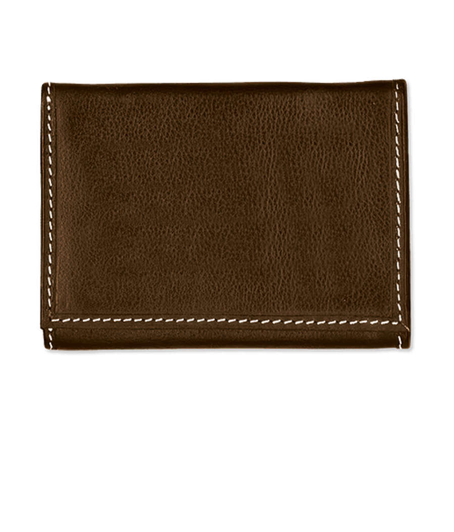 Debossed Andrew Philips Contrast Stitch Tri-Fold Wallet in Brown