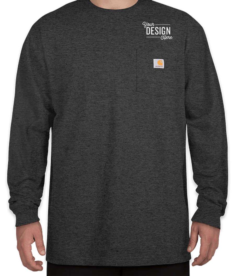 Carhartt Workwear Crewneck Long Sleeve Pocket T-shirt - Embroidered in Carbon Heather