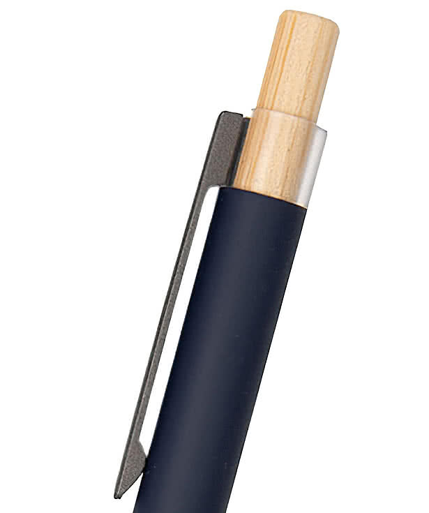 Recycled Aluminum Ballpoint Pen with Bamboo Plunger (black ink)