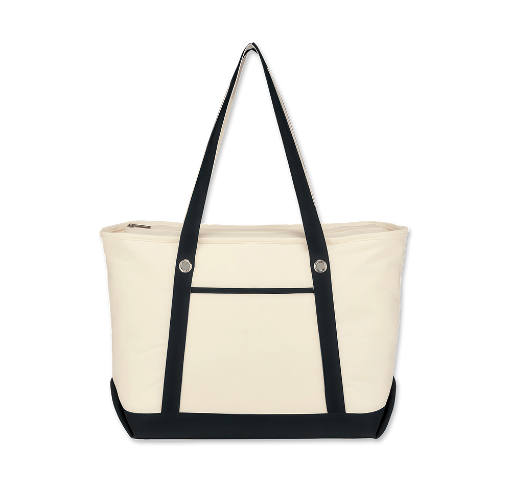 Large Cotton Canvas Zippered Tote Bag with Grommets-default
