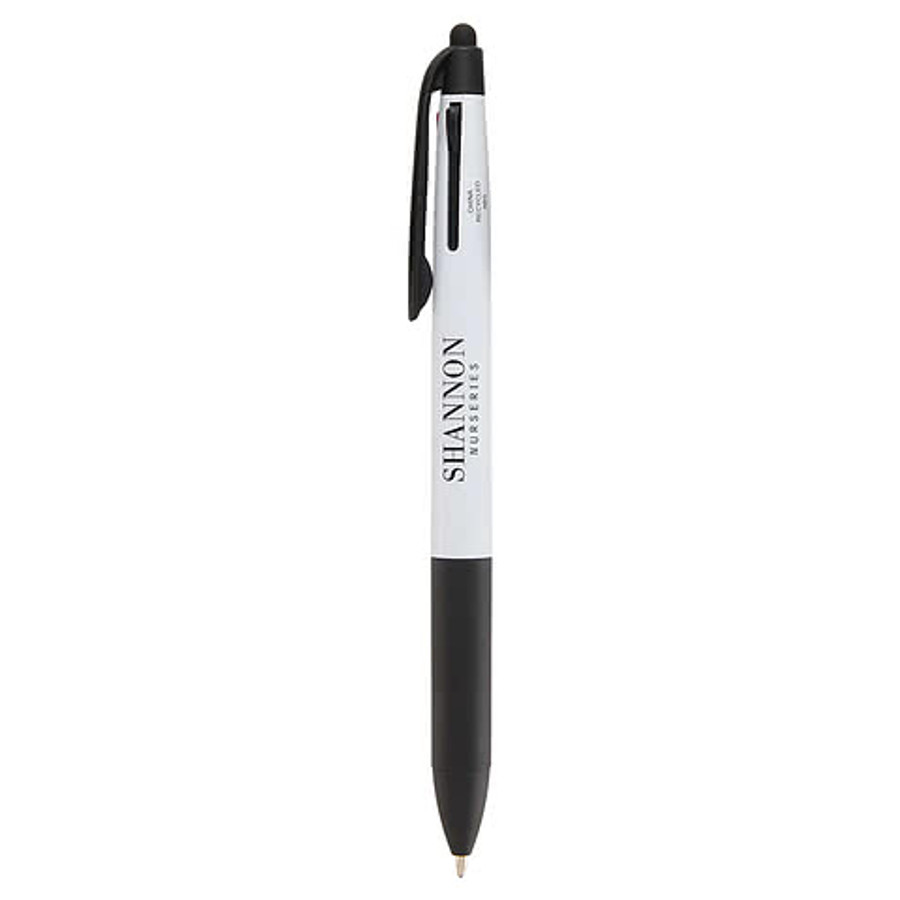 3-in-1 Retractable Recycled Stylus Pen (color ink) in Red