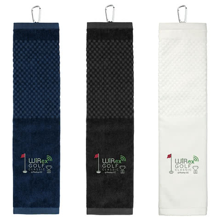 Tri-Fold Cotton Scrubber Golf Towel in Black