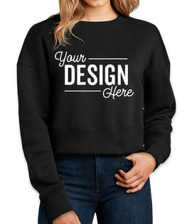 District Women’s Perfect Weight Cropped Crewneck Sweatshirt - Color: Jet Black