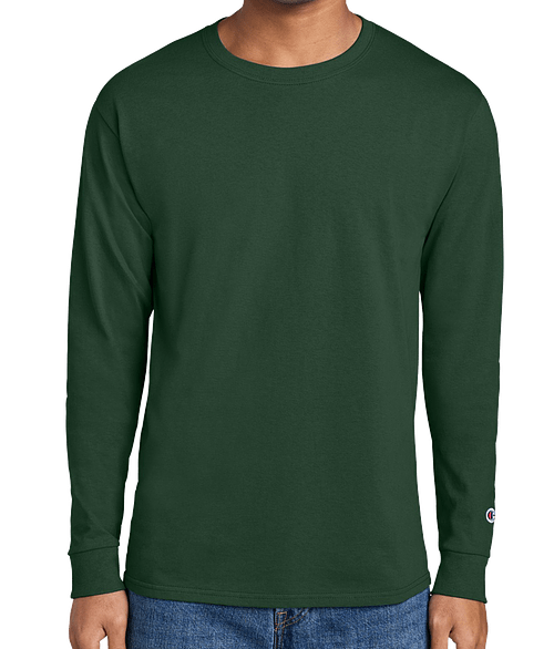 Champion Midweight Crewneck Jersey Long Sleeve T-shirt in Dark Green