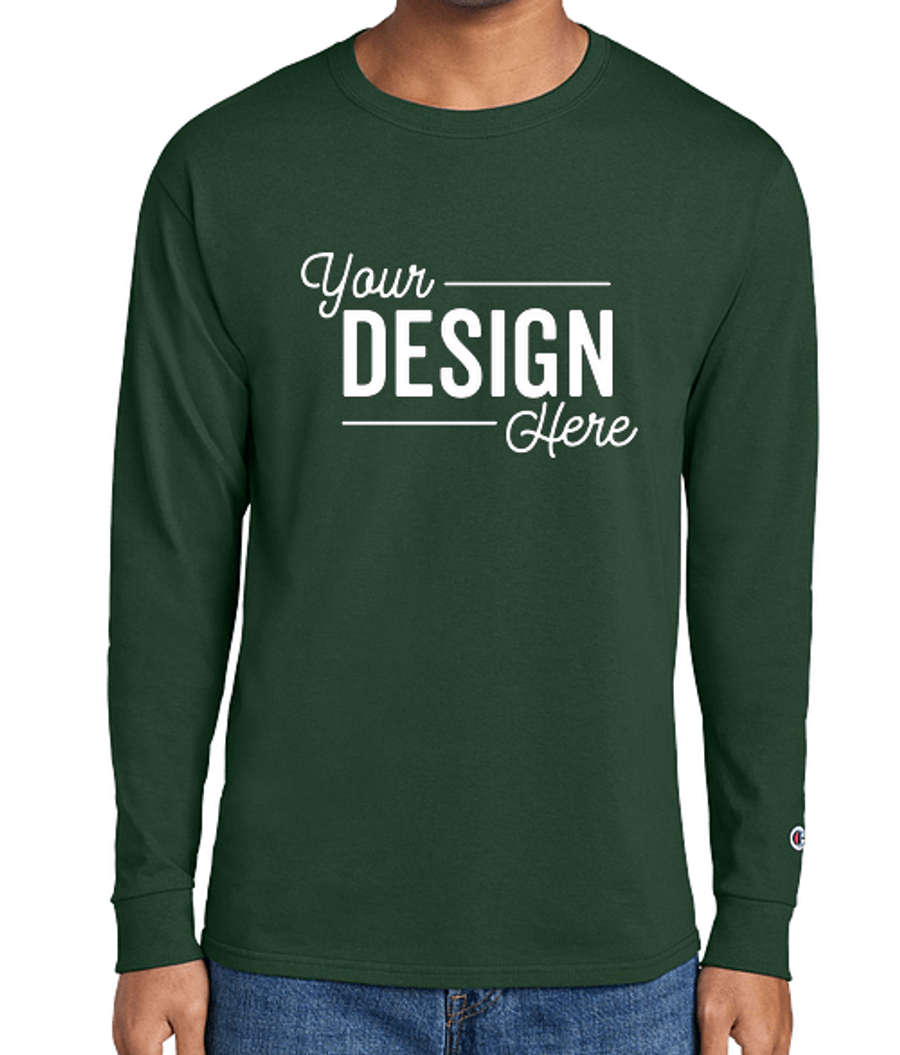Champion Midweight Crewneck Jersey Long Sleeve T-shirt in Dark Green