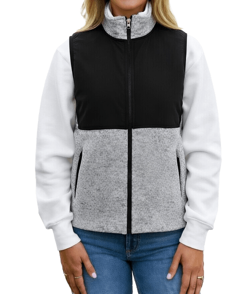 Vantage Summit Women's Colorblock Sweater Fleece Vest in Iceberg Heather /  Black