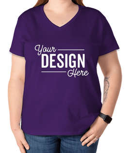 Gildan Women's 100% Cotton V-Neck T-shirt - Color: Purple