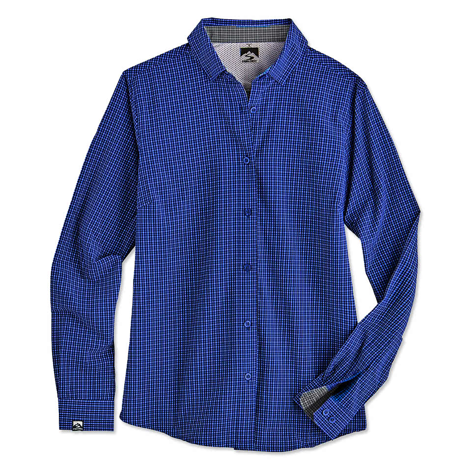Storm Creek Women's Influencer Microplaid Long Sleeve Dress Shirt - Embroidered