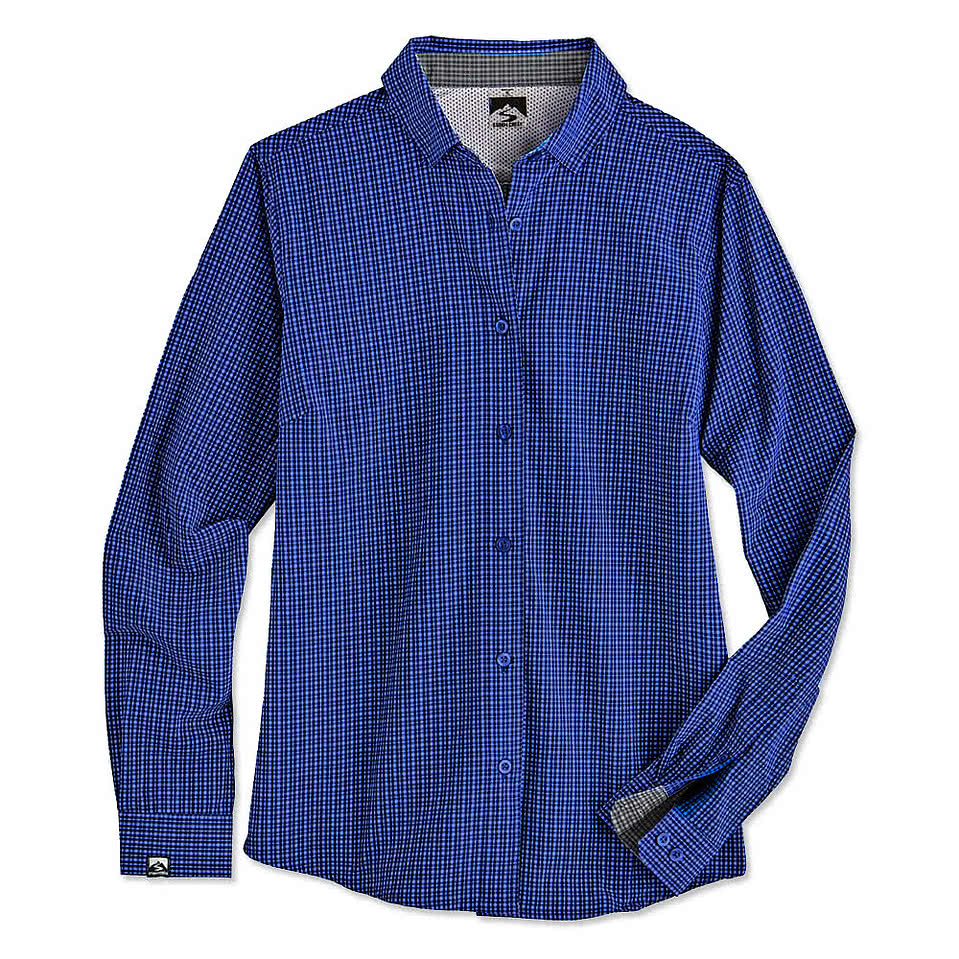 Storm Creek Women's Influencer Microplaid Long Sleeve Dress Shirt - Printed