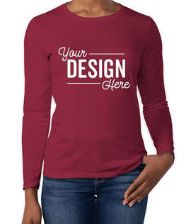 Gildan Women's 100% Cotton Long Sleeve T-shirt - Color: Garnet