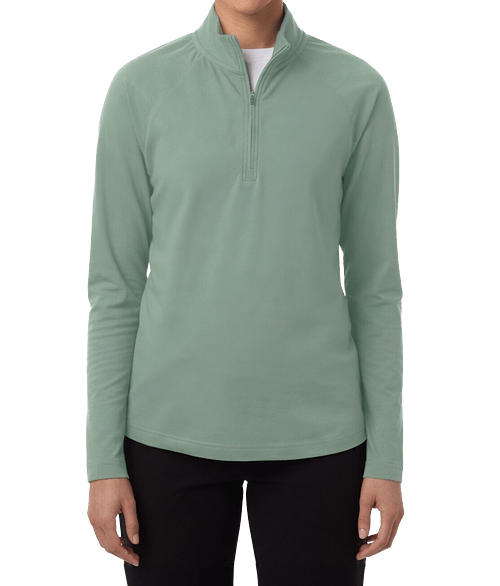 Devon & Jones Women's Seaton Pebble Performance Quarter Zip Pullover in Balsam Green