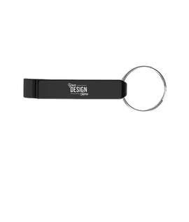 Laser Engraved Aluminum Bottle Opener Keychain - Color: Black