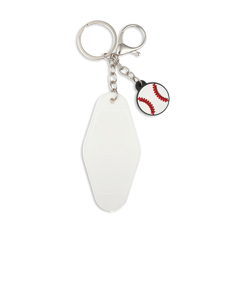 Baseball Motel Keychain in White