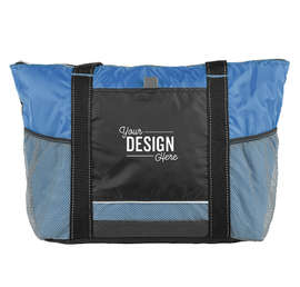 Colorblock Zippered Insulated Cooler Tote - Color: Black / Royal