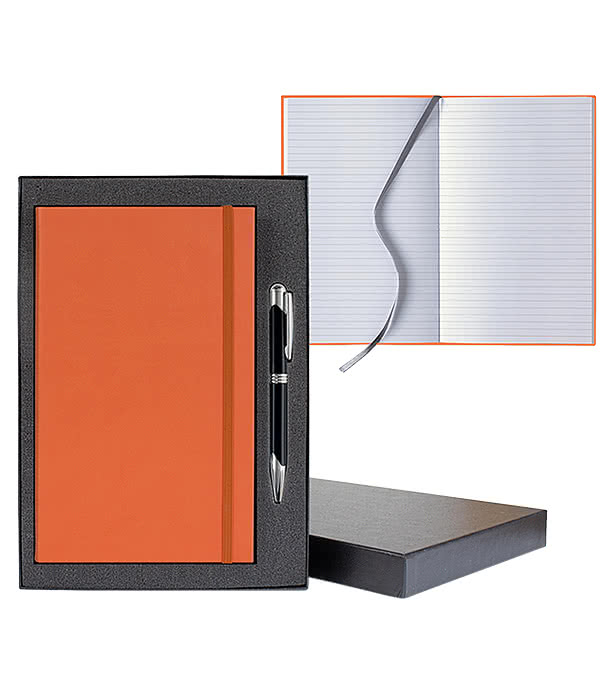 Castelli Debossed Tucson Banded Medio Lined Hard Cover Notebook Gift Set