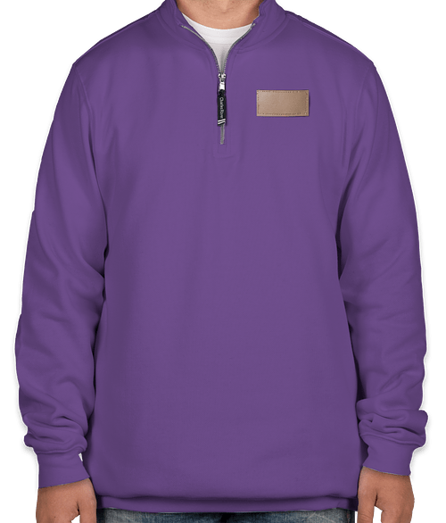 Charles River Crosswind Quarter Zip Sweatshirt - Faux Leather Patch in Purple