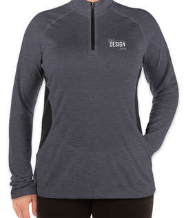 Adidas Women's 100% Recycled Quarter Zip Performance Shirt - Color: Collegiate Navy Heather / Carbon