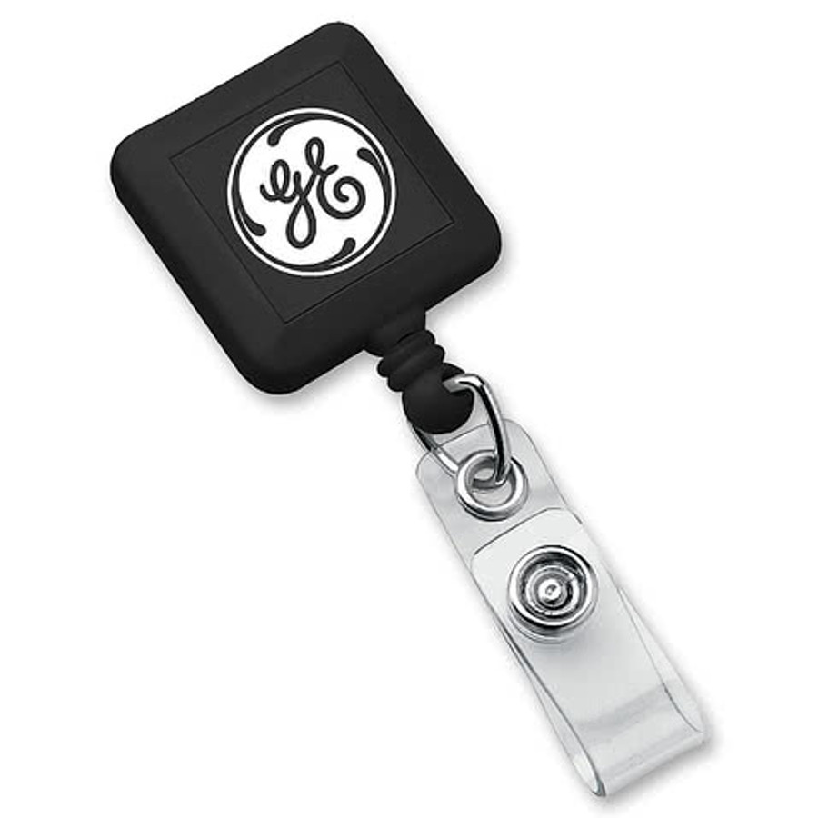 Square Retractable Badge Holder in White