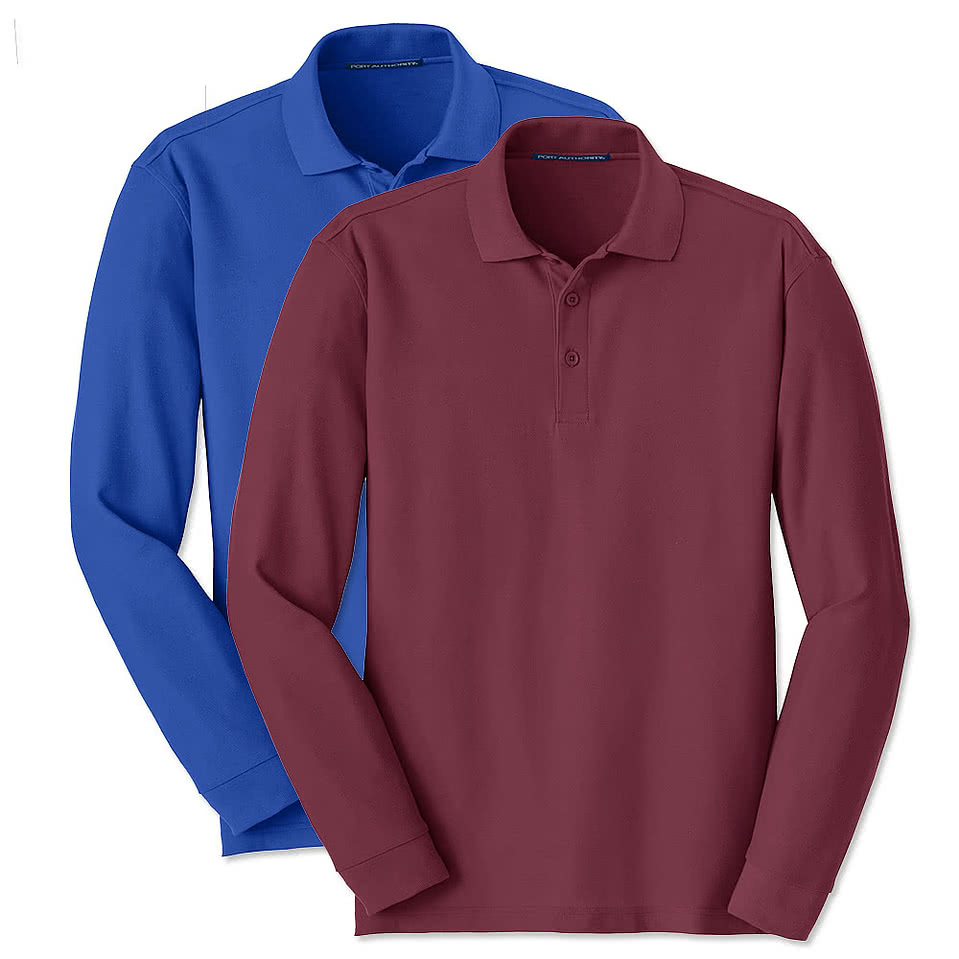Port Authority Lightweight Classic Pique Long Sleeve Polo - Printed