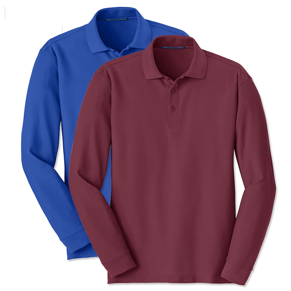 Port Authority Lightweight Classic Pique Long Sleeve Polo - Embroidered