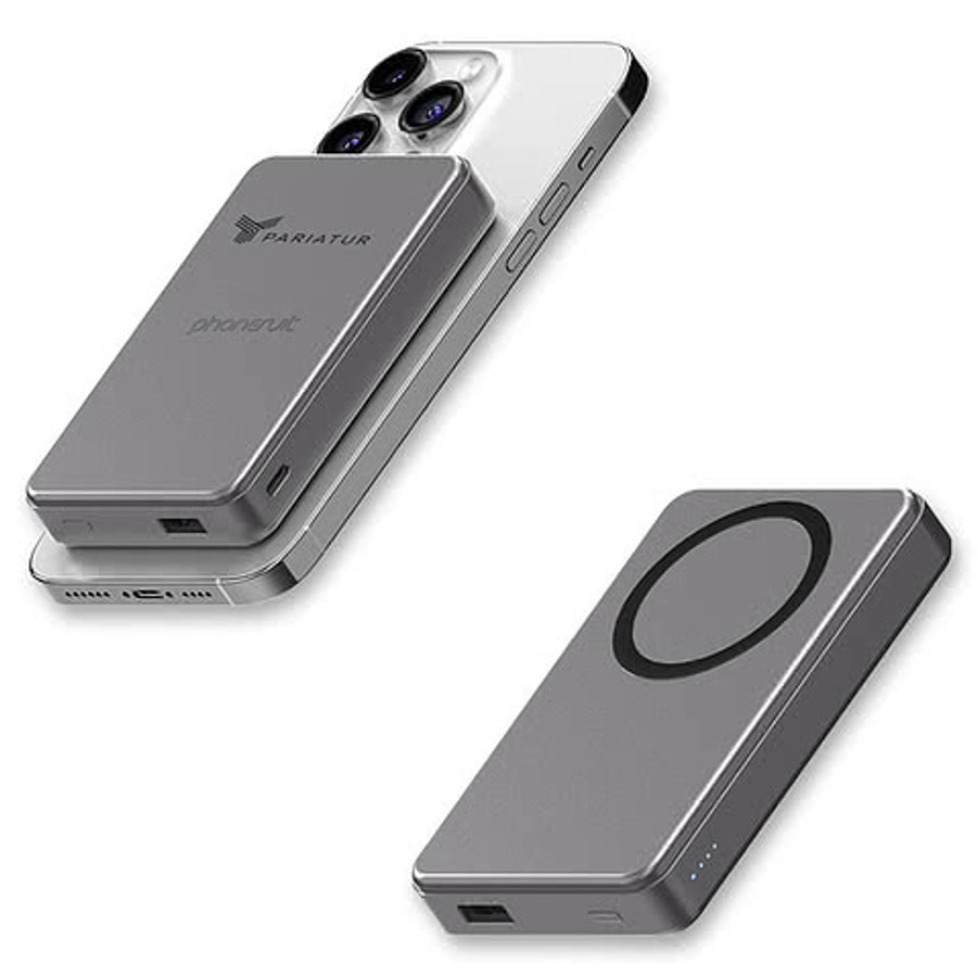 10,000 mAh PhoneSuit Elite Mag Qi2 Wireless Portable Power Bank in GRAY