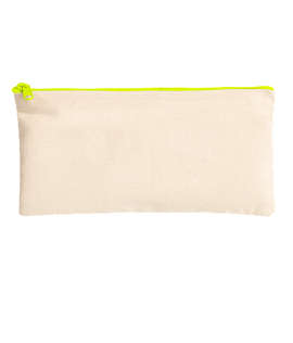 Large Natural Canvas Pouch with Colored Zipper - Color: Natural / Citron