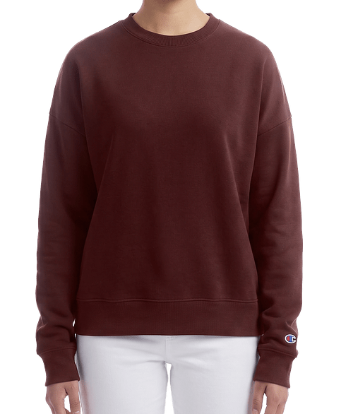 Champion Women's Powerblend Midweight Crewneck Sweatshirt in Maroon