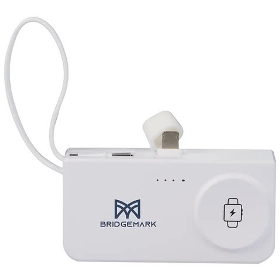 Hue Plus 5,000 mAh Portable Power Bank and Watch Charger in White