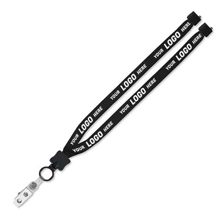 Full Color Lanyard with O-Ring, Metal Bulldog Clip, and Convenience Release in Cardinal