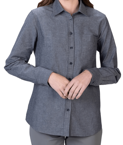Edwards Women's Chambray Long Sleeve Shirt in Dark Indigo Chambray