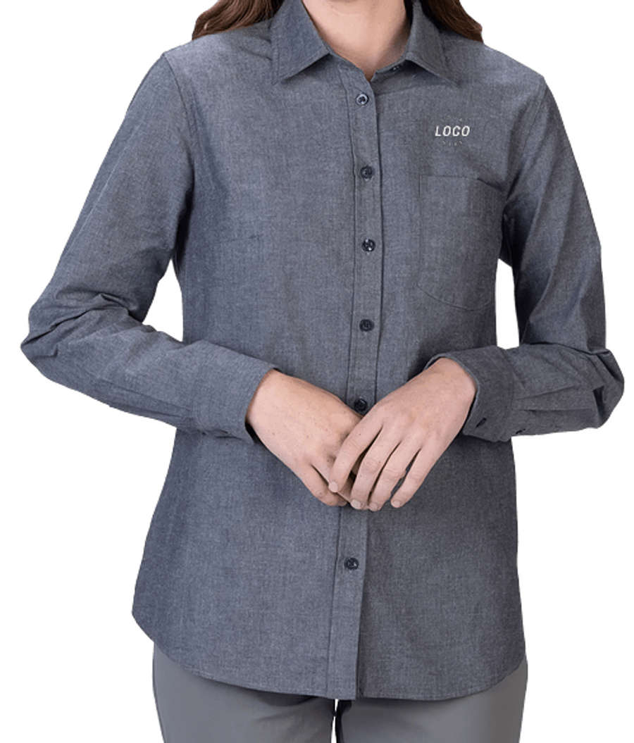 Edwards Women's Chambray Long Sleeve Shirt in Dark Indigo Chambray