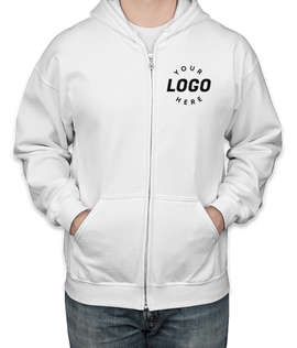 Gildan Midweight Zip Hoodie - Embroidered - Color: White