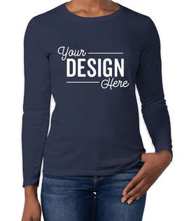 Gildan Women's 100% Cotton Long Sleeve T-shirt - Color: Navy