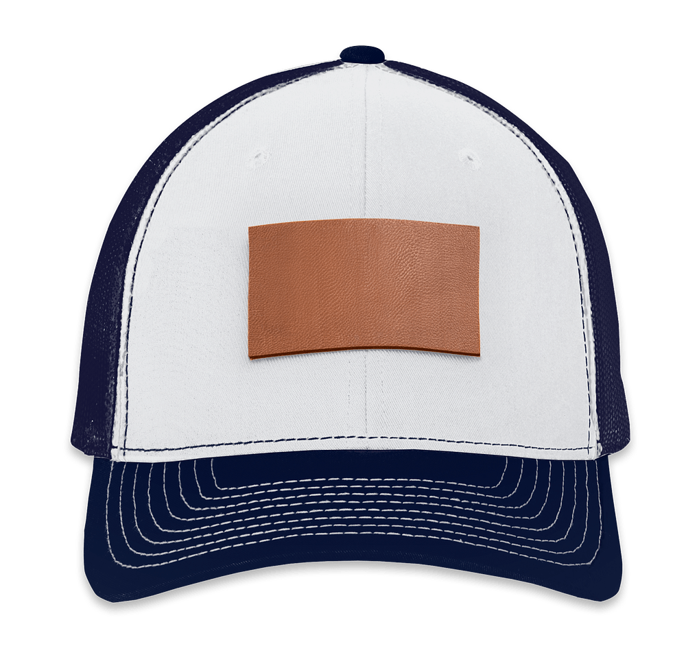 Richardson Snapback Trucker Hat - Rectangle Faux Leather Patch - Laser Engraved-default