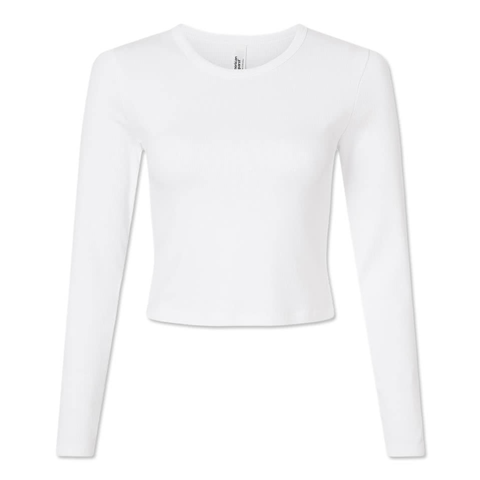 American Apparel Women's Baby Rib Heavyweight Long Sleeve Cropped T-shirt