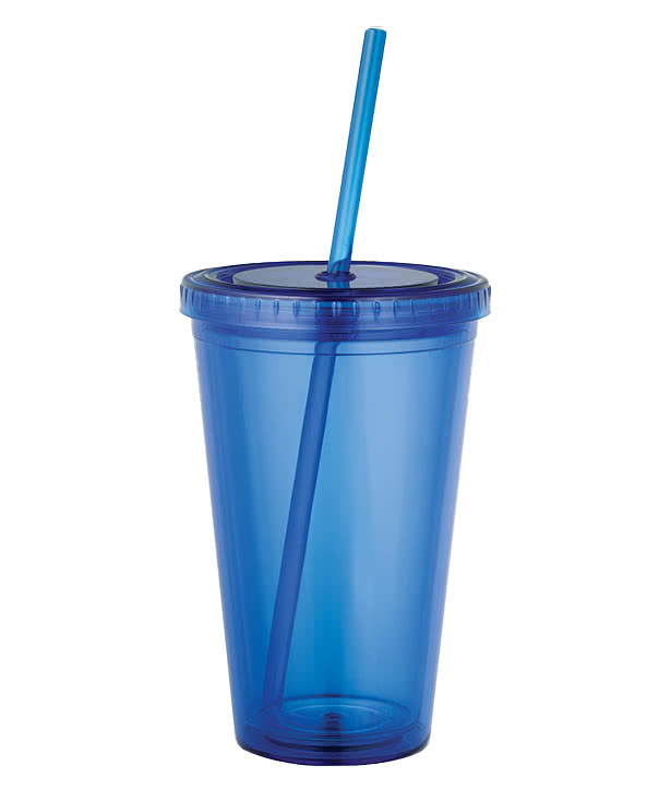 Full Color 18 oz. Acrylic Insulated Tumbler with Straw