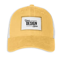 Ahead Solana Pigment Dyed Trucker Hat with White Rectangle Patch - Color: Limoncello / White