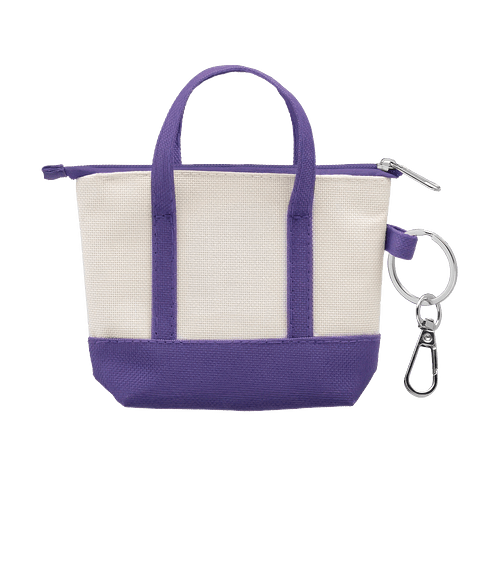 Mini Zippered Tote Bag Charm in Purple 