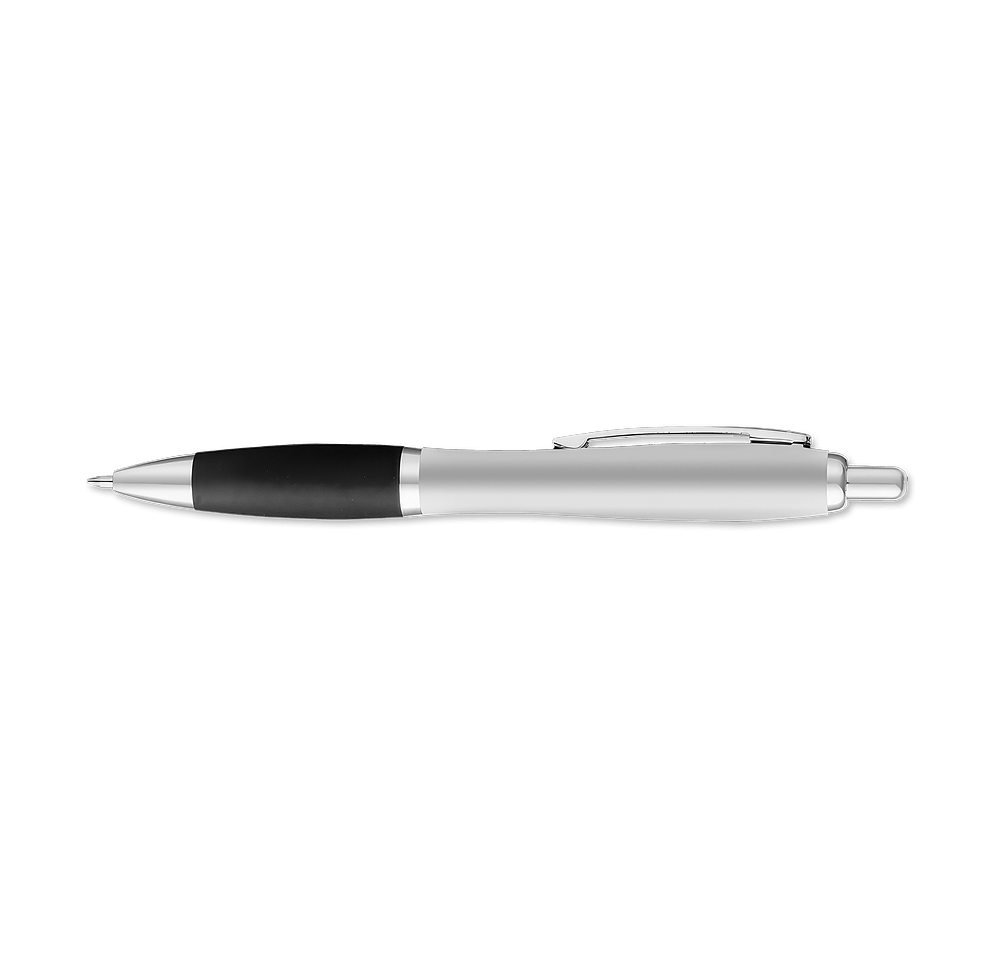 Curvaceous Matte Silver Ballpoint Pen (black ink)-default