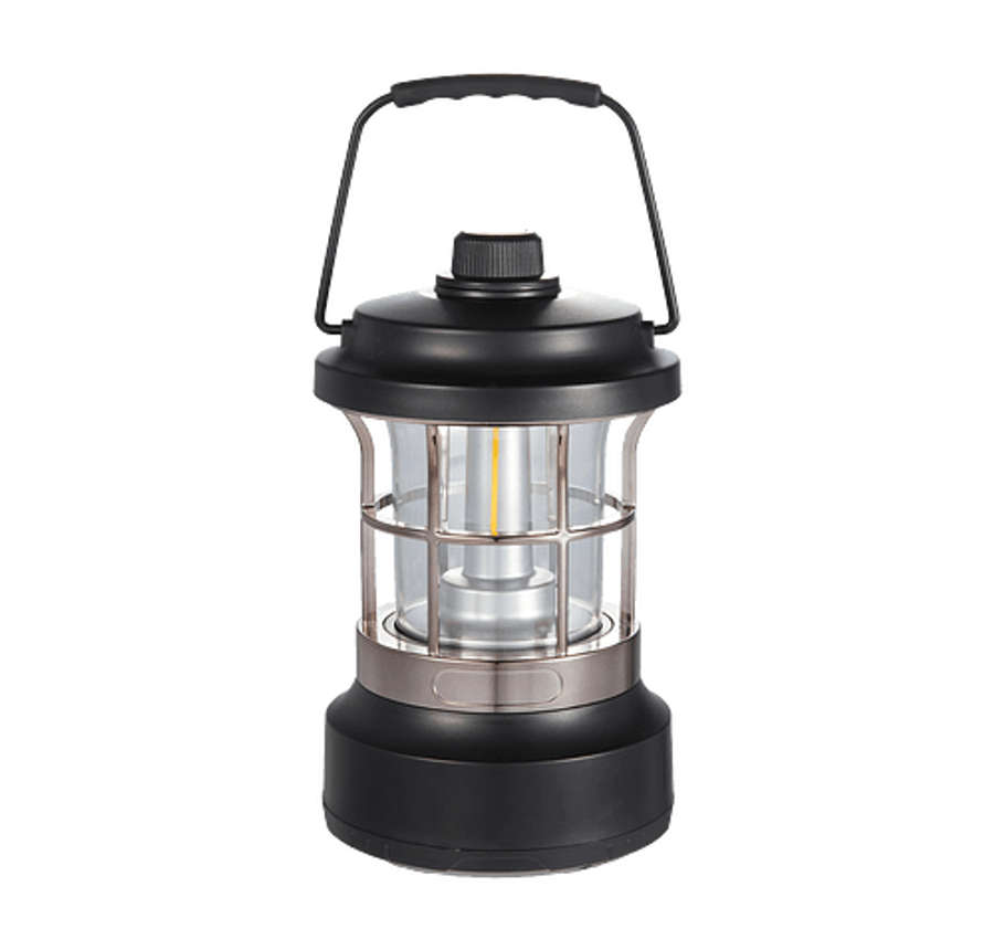 Rechargeable Camping Lantern with String Lights in Black