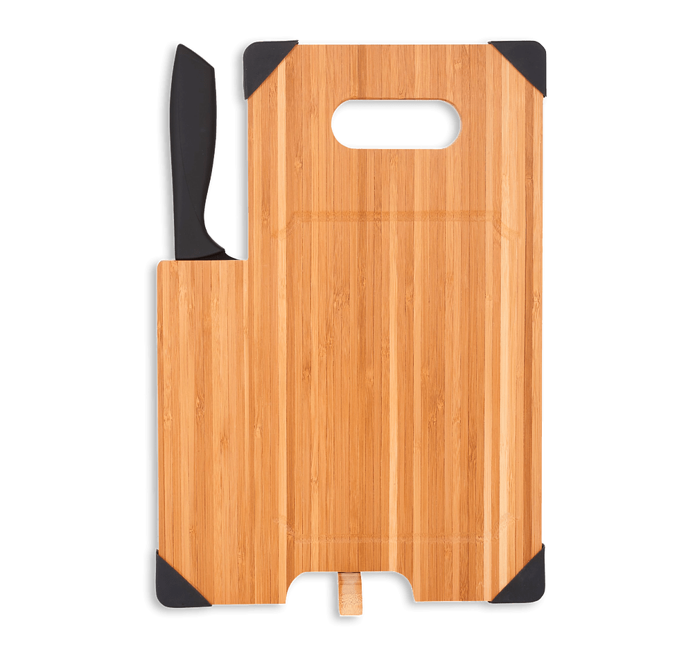 Laser Engraved Bamboo Cutting Board with Knife-default