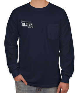 Canada - Gildan Ultra Cotton Long Sleeve Pocket T-shirt - Color: Navy