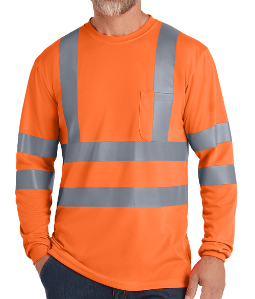 CornerStone Class 3 Snag-Resistant Safety Long Sleeve T-shirt in Safety Orange